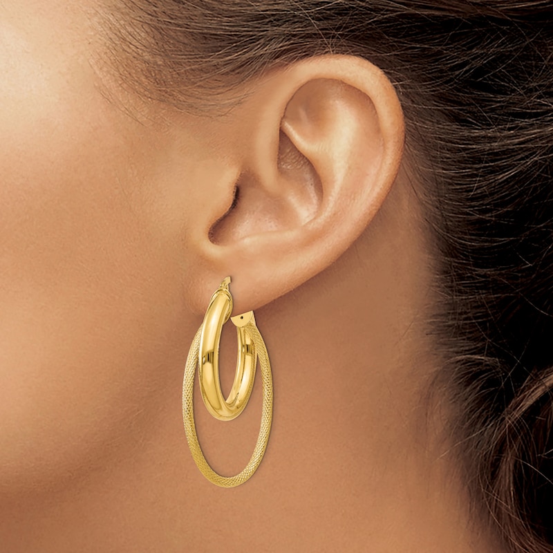 High-Polish Hoop Earrings 14K Yellow Gold