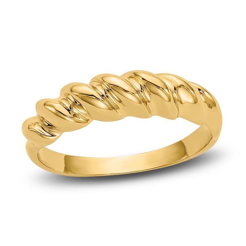 High-Polish Twisted Dome Ring 14K Yellow Gold