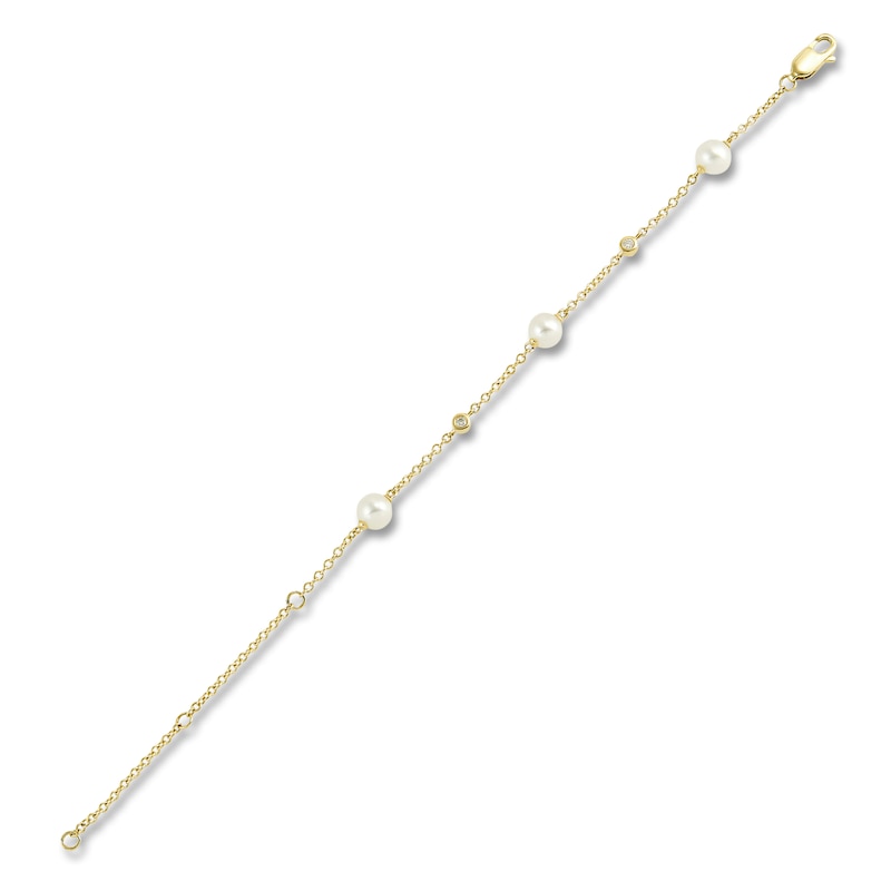 Freshwater Cultured Pearl Bracelet 1/20 ct tw Diamonds 14K Yellow Gold 7"