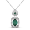 Thumbnail Image 0 of Natural Emerald Necklace 1/8 ct tw Diamonds 10K White Gold