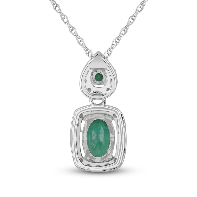 Natural Emerald Necklace 1/8 ct tw Diamonds 10K White Gold