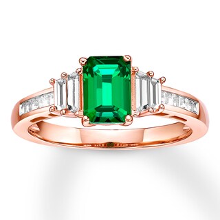 ,Ring Size 6 Lab Created Emerald Ring Lab Created Emerald Gemstone with Zircion