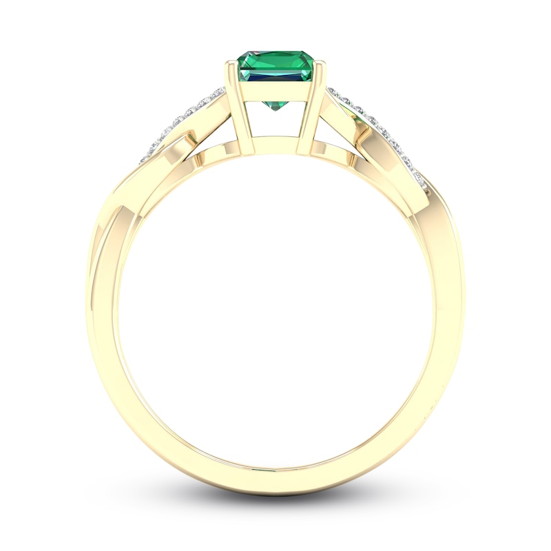Natural Emerald Ring 1/20 ct tw Diamonds 10K Yellow Gold