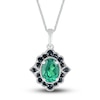 Thumbnail Image 0 of Lab-Created Emerald & Natural Black Spinel Necklace Sterling Silver