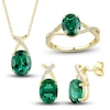 Thumbnail Image 0 of Lab-Created Emerald Ring, Earring & Necklace Set 1/5 ct tw Diamonds 10K Yellow Gold