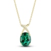 Thumbnail Image 1 of Lab-Created Emerald Ring, Earring & Necklace Set 1/5 ct tw Diamonds 10K Yellow Gold