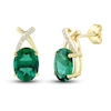 Thumbnail Image 2 of Lab-Created Emerald Ring, Earring & Necklace Set 1/5 ct tw Diamonds 10K Yellow Gold