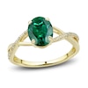 Thumbnail Image 3 of Lab-Created Emerald Ring, Earring & Necklace Set 1/5 ct tw Diamonds 10K Yellow Gold