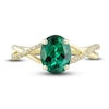 Thumbnail Image 4 of Lab-Created Emerald Ring, Earring & Necklace Set 1/5 ct tw Diamonds 10K Yellow Gold