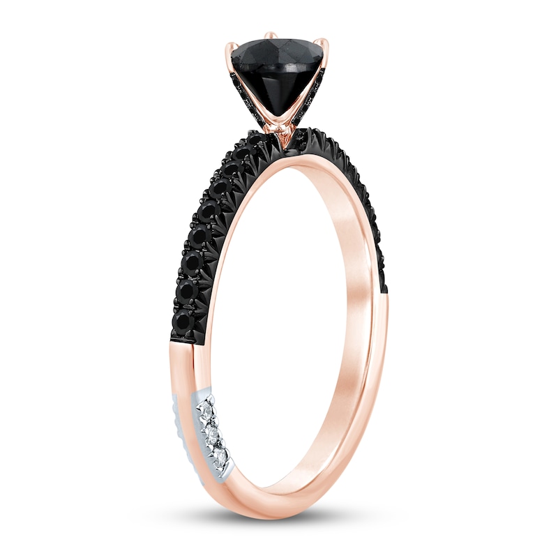 Pnina Tornai My Everything Black Diamond Engagement Ring 1 ct tw Heart/Round 14K Rose Gold