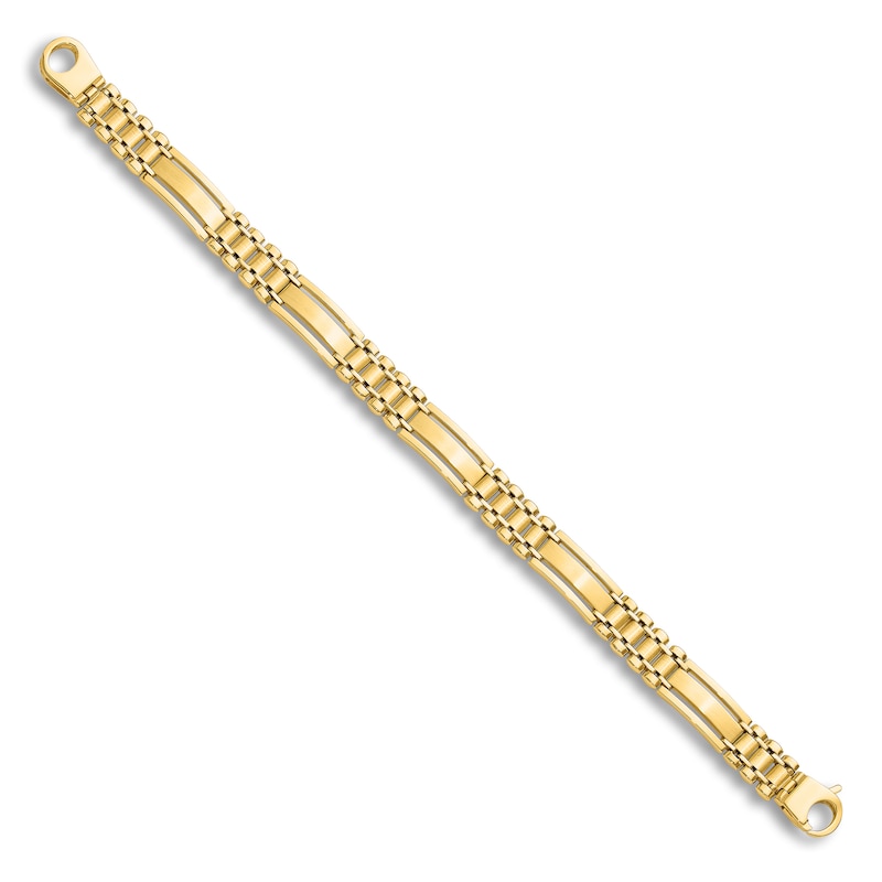 Men's High-Polish Hollow Link Bracelet 14K Yellow Gold 8.5"