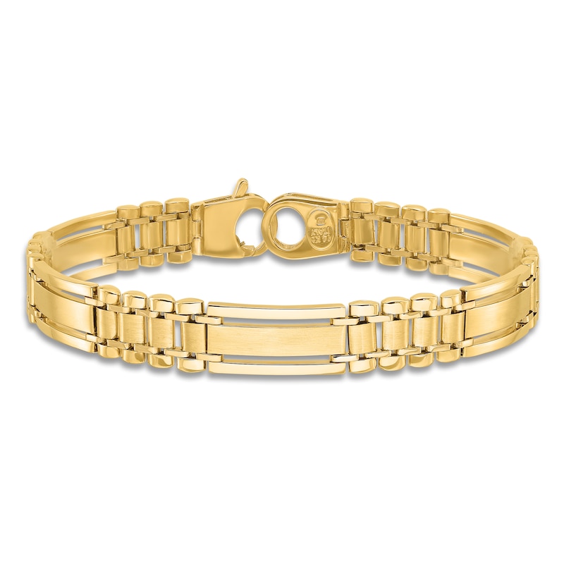 Men's High-Polish Hollow Link Bracelet 14K Yellow Gold 8.5"