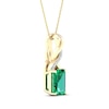 Thumbnail Image 1 of Natural Emerald Necklace Diamond Accent 14K Yellow Gold 18"
