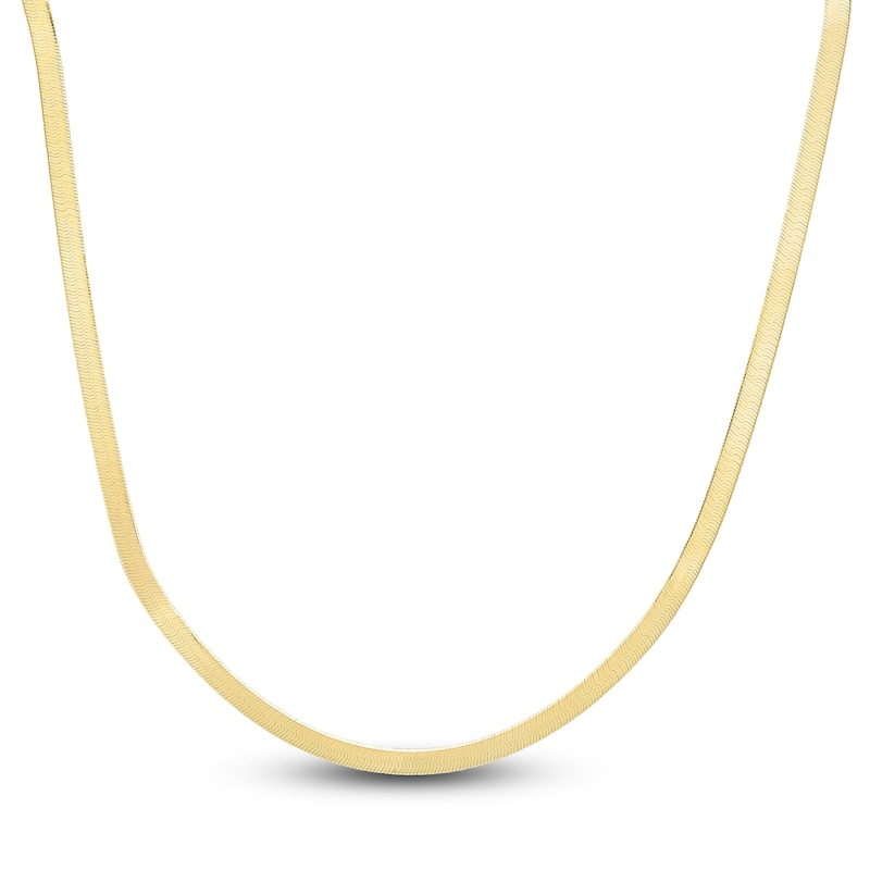 Solid Herringbone Chain Necklace 14K Yellow Gold 24" 4.6mm