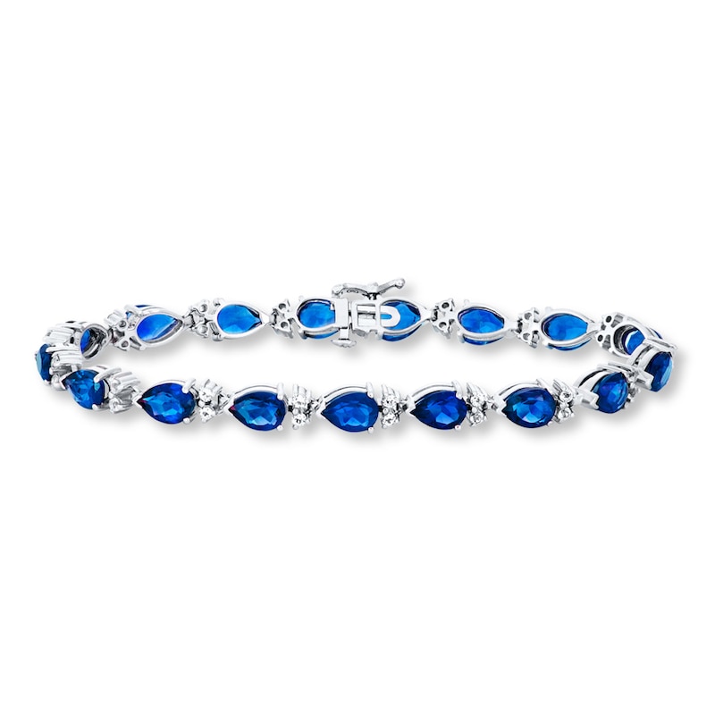 Blue & White Lab-Created Sapphires Sterling Silver Bracelet