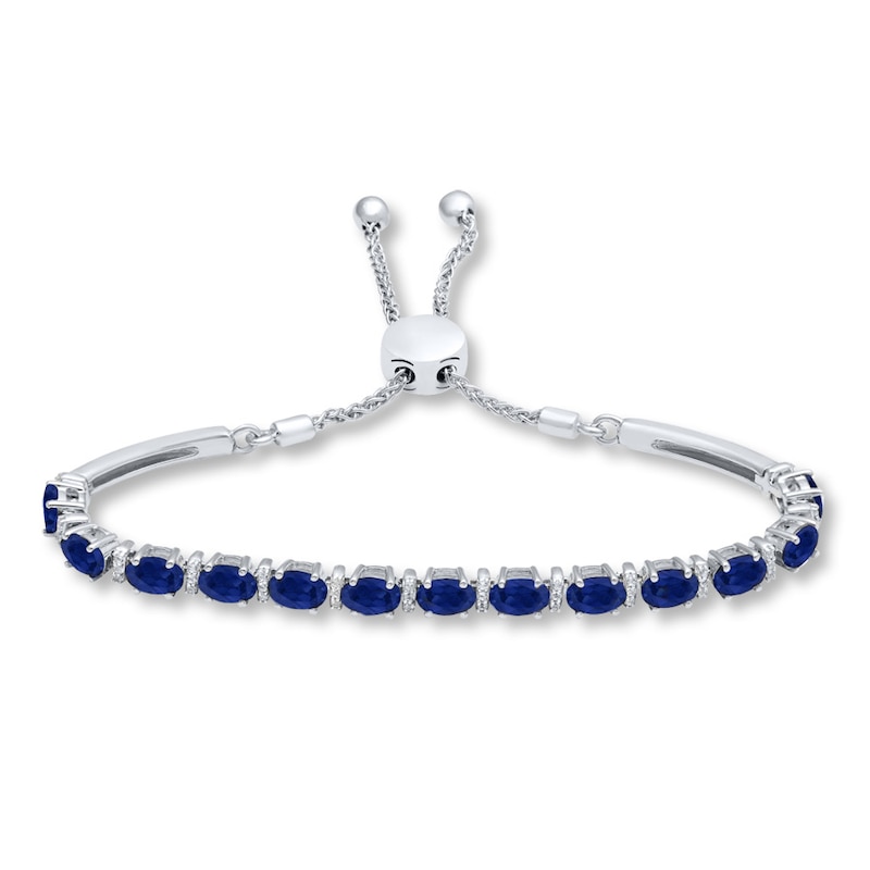 Lab-Created Sapphire Topaz Accents Sterling Silver Bracelet