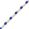 Thumbnail Image 1 of Blue/White Lab-Created Sapphire Bracelet 10K Yellow Gold