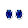 Thumbnail Image 1 of Natural Sapphire Earrings Oval Bezel-set 10K White Gold