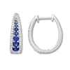 Thumbnail Image 0 of Blue & White Lab-Created Sapphire Hoop Earrings 10K White Gold