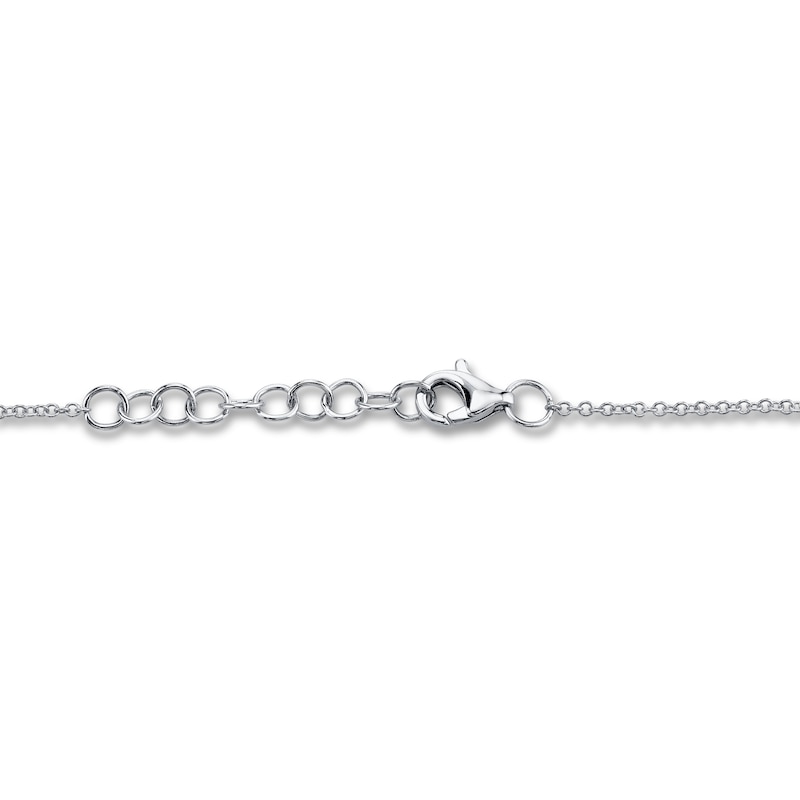 Shy Creation Sapphire Adjustable Bracelet 1/5 cttw Diamonds 14K White Gold SC55005033