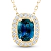 Thumbnail Image 0 of Montana Blue Cushion-Cut Natural Sapphire Pendant Necklace 1/6 ct tw Round Diamonds 10K Yellow Gold 18"