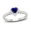 Thumbnail Image 0 of Natural Blue Sapphire Ring 1/8 ct tw Diamonds 14K White Gold