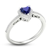 Thumbnail Image 1 of Natural Blue Sapphire Ring 1/8 ct tw Diamonds 14K White Gold