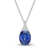 Thumbnail Image 0 of Ceylon Lab-Created Sapphire Pendant Necklace 1/8 ct tw Round 10K White Gold