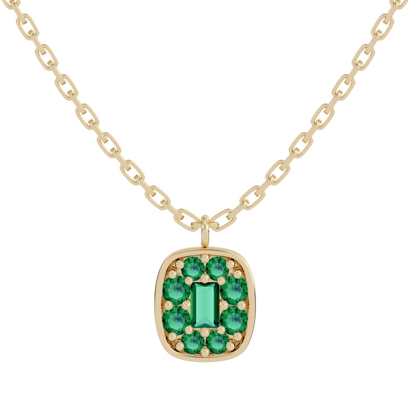 Juliette Maison Natural Emerald Pendant Necklace 10K Yellow Gold