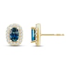 Thumbnail Image 0 of Montana Blue Cushion-Cut Natural Sapphire Stud Earrings 1/4 ct tw Round Diamonds 14K Yellow Gold
