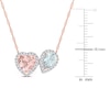 Thumbnail Image 2 of Natural Aquamarine & Natural Morganite Heart Necklace 1/5 ct tw Diamonds 14K Rose Gold 17"