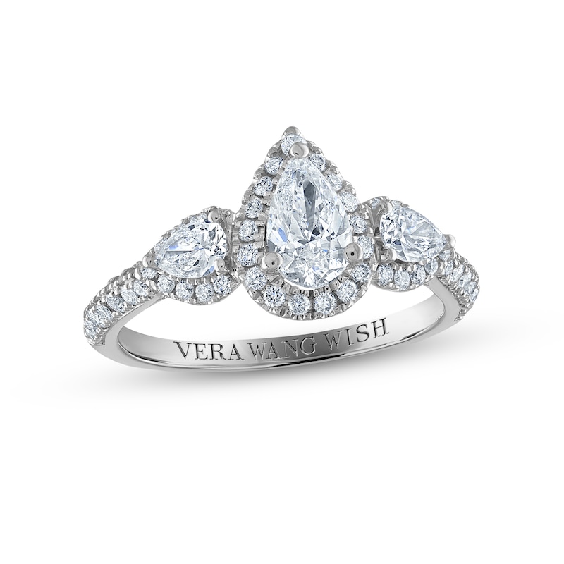 Vera Wang WISH Diamond Engagement Ring 1-1/4 ct tw Pear/Round 14K White Gold