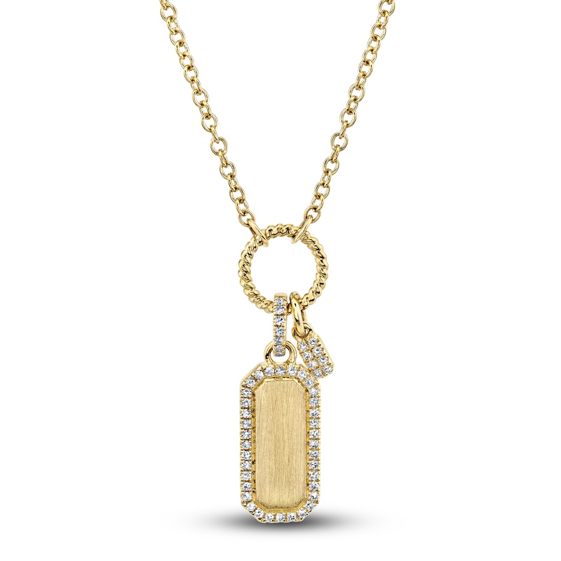 Shy Creation Diamond Tag Necklace 1/10 ct tw Round 14K Yellow Gold 18" SC55024167