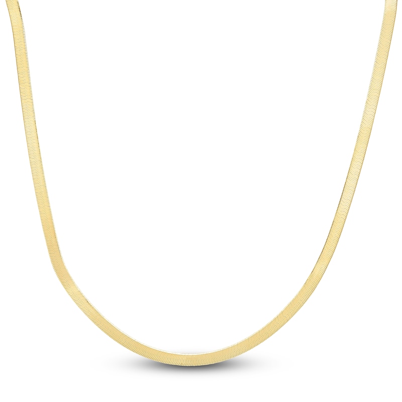 Solid Herringbone Chain Necklace 14K Yellow Gold 16" 4.6mm