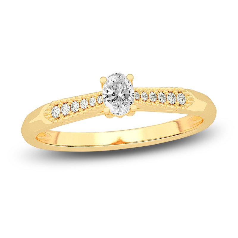 Diamond Promise Ring 1/4 ct tw Oval/Round 14K Yellow Gold