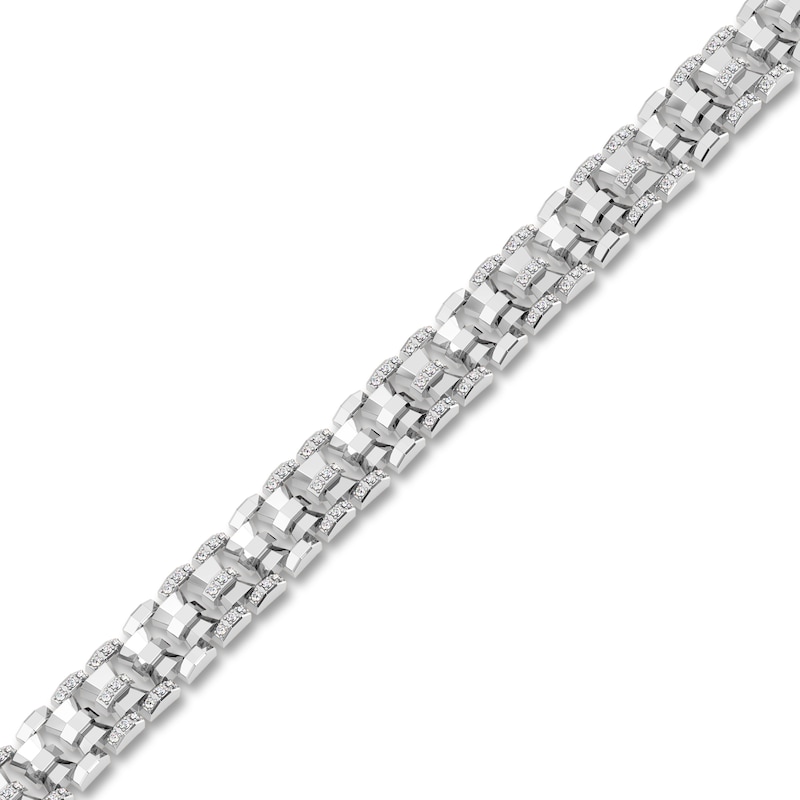 Men's Diamond Bracelet 1 ct tw Round 14K White Gold 8.5"