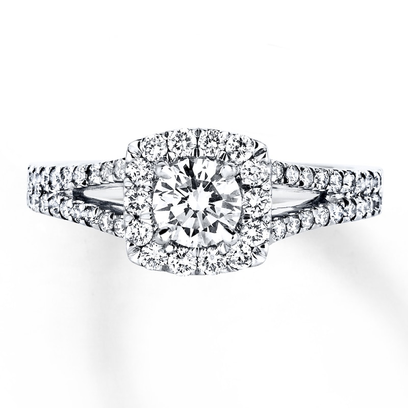Diamond Engagement Ring 7/8 ct tw Round-cut 18K White Gold