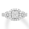 Thumbnail Image 0 of Diamond Engagement Ring 1-1/8 ct tw Round/Baguette 14K White Gold