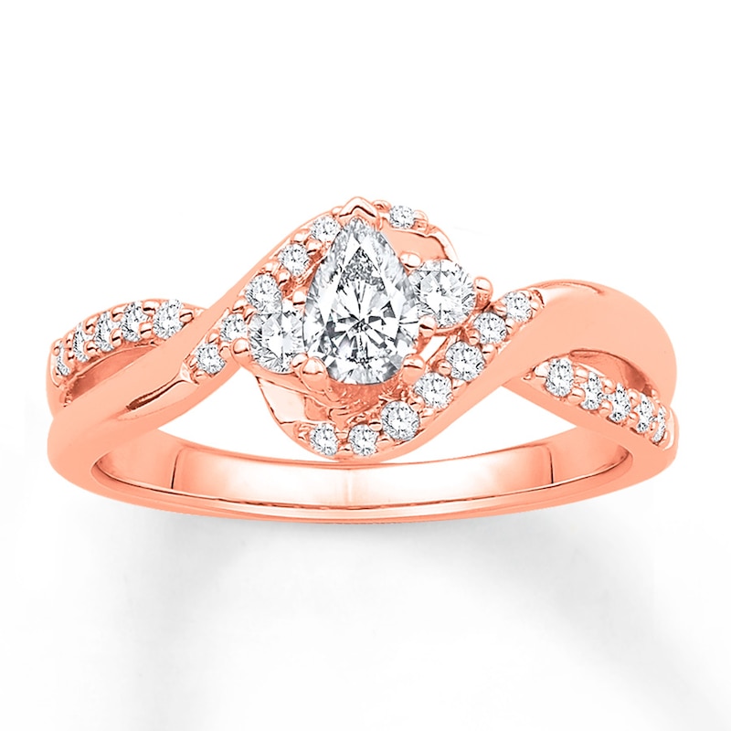 Diamond Engagement Ring 5/8 ct tw Pear-shaped 14K Rose Gold