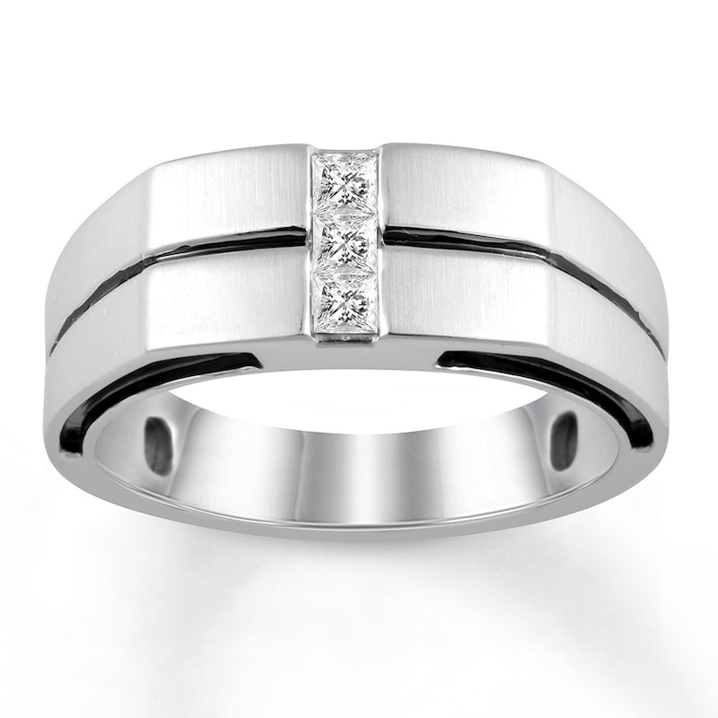 Men's Diamond Engagement Ring 1/3 ct tw Princess-cut 14K White Gold