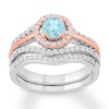 Thumbnail Image 0 of Aquamarine Bridal Set 1/2 ct tw Diamonds 14K Two-Tone Gold