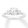 Thumbnail Image 0 of Diamond 3-Stone Ring 1-1/3 ct tw Cushion/Round 14K White Gold