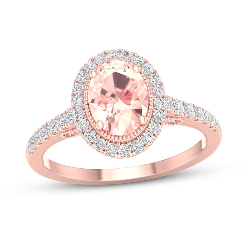 Morganite Engagement Ring 3/8 ct tw Diamonds 14K Rose Gold