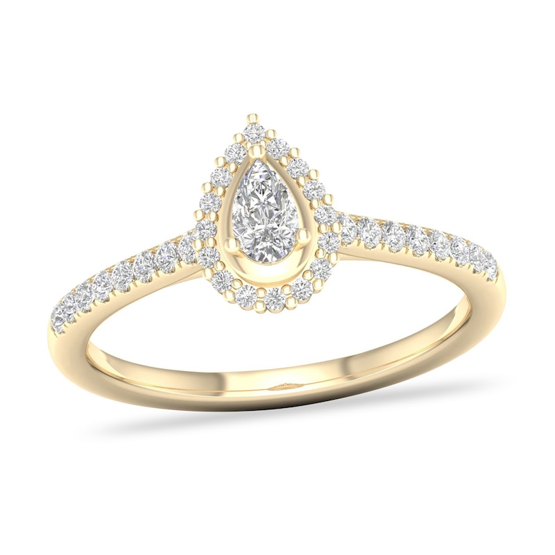 Diamond Ring 1/3 ct tw Pear-shaped/Round-cut 14K Yellow Gold