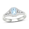 Thumbnail Image 0 of Diamond & Natural Aquamarine Engagement Ring 1/4 ct tw Baguette/Round 14K White Gold