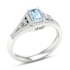 Thumbnail Image 1 of Diamond & Natural Aquamarine Engagement Ring 1/4 ct tw Baguette/Round 14K White Gold