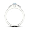 Thumbnail Image 2 of Diamond & Natural Aquamarine Engagement Ring 1/4 ct tw Baguette/Round 14K White Gold