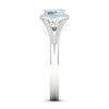 Thumbnail Image 3 of Diamond & Natural Aquamarine Engagement Ring 1/4 ct tw Baguette/Round 14K White Gold