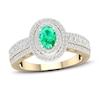 Thumbnail Image 0 of Diamond & Natural Emerald Engagement Ring 3/8 ct tw Round 14K Yellow Gold