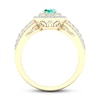 Thumbnail Image 2 of Diamond & Natural Emerald Engagement Ring 3/8 ct tw Round 14K Yellow Gold